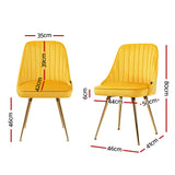 Kitchen & Dining Chairs: Artiss Dining Chairs Set of 4 Velvet Channel Tufted Yellow