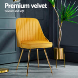 Kitchen & Dining Chairs: Artiss Dining Chairs Set of 4 Velvet Channel Tufted Yellow