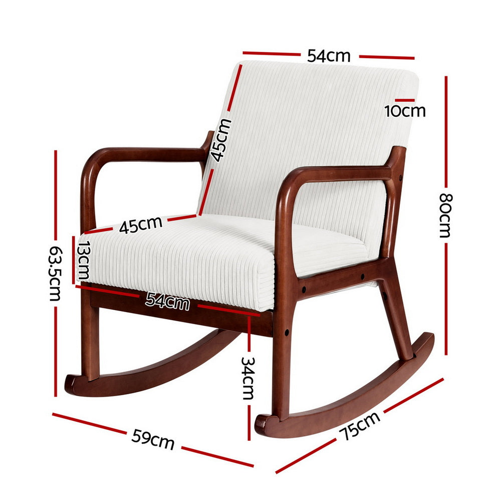 Arm Chairs & Recliners: Artiss Rocking Armchair Nursing Chair Corduroy Beige