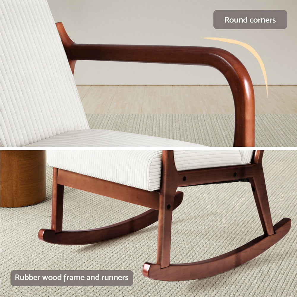 Arm Chairs & Recliners: Artiss Rocking Armchair Nursing Chair Corduroy Beige