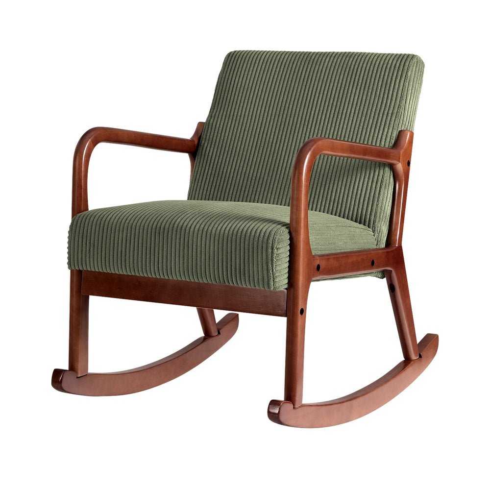 Arm Chairs & Recliners: Artiss Rocking Armchair Nursing Chair Corduroy Green