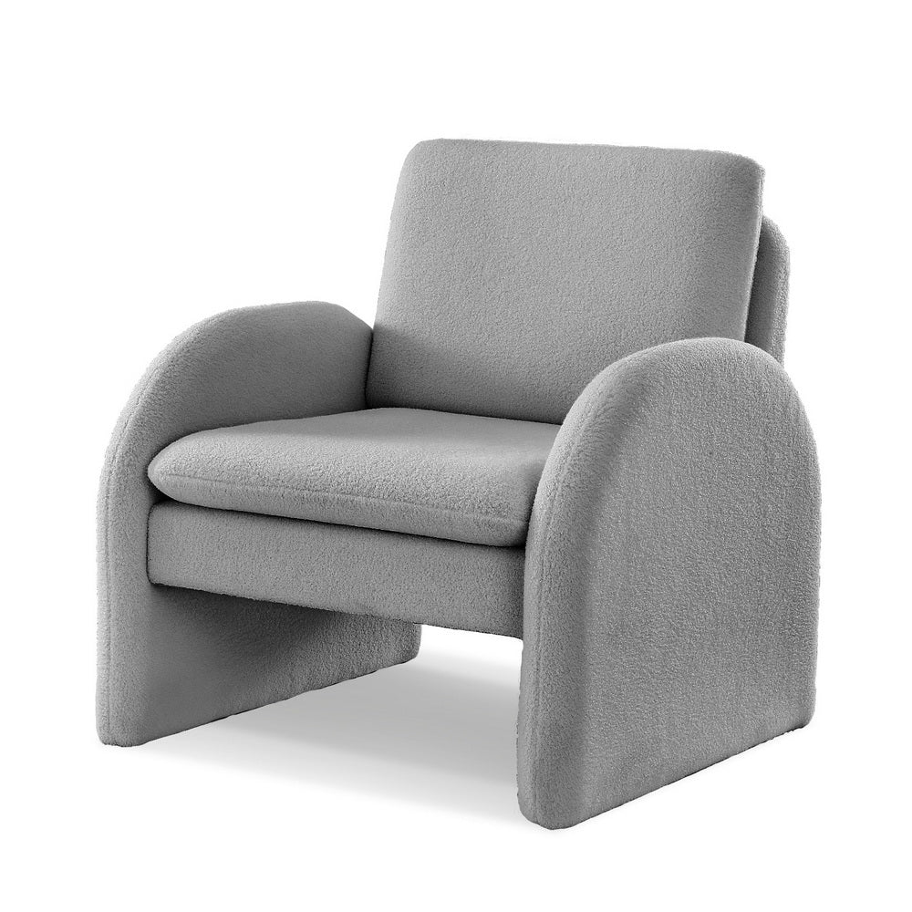 Arm Chairs & Recliners: Artiss Armchair Accent Chair Lounge Tub Sofa Couch Curved Arm Seat Boucle Grey