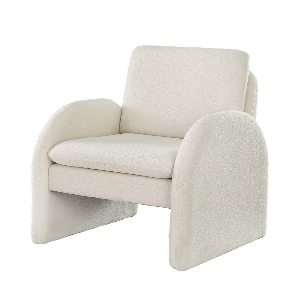 Arm Chairs & Recliners: Artiss Armchair Accent Chair Lounge Tub Sofa Couch Curved Arm Seat Boucle White