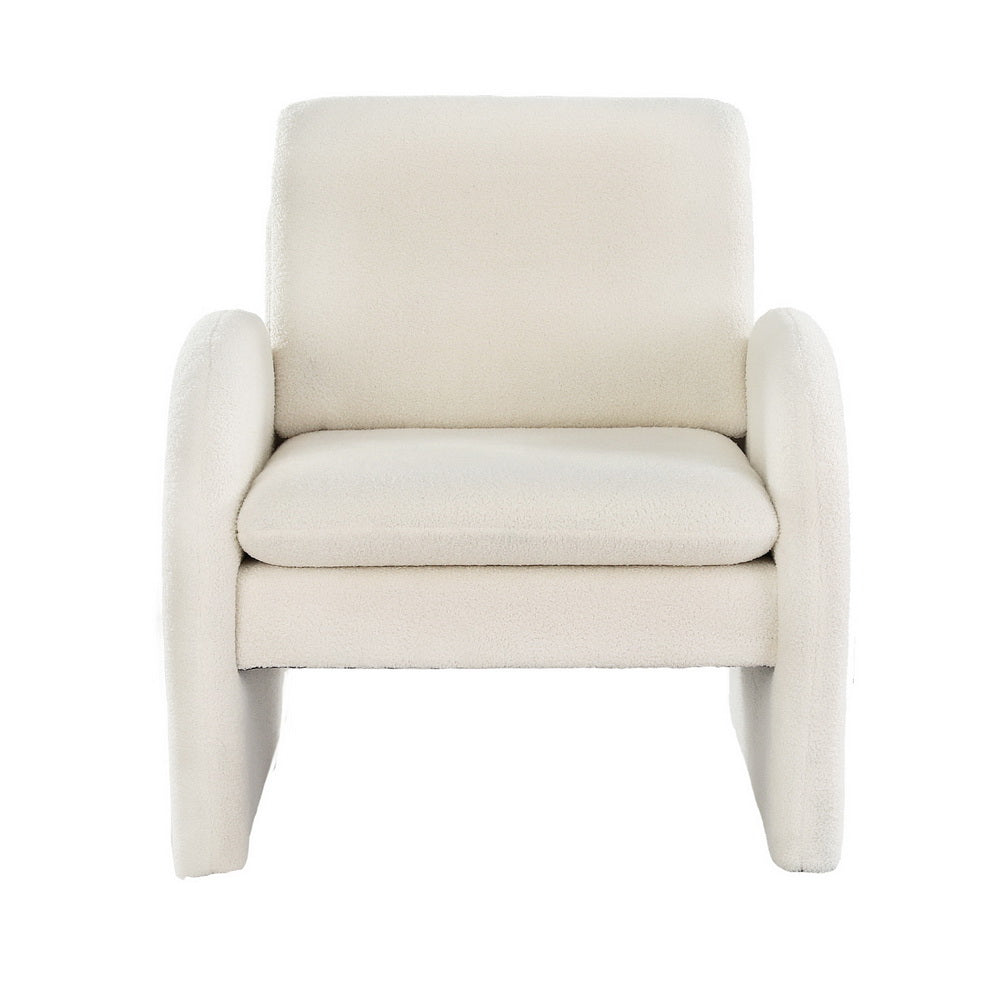 Arm Chairs & Recliners: Artiss Armchair Accent Chair Lounge Tub Sofa Couch Curved Arm Seat Boucle White