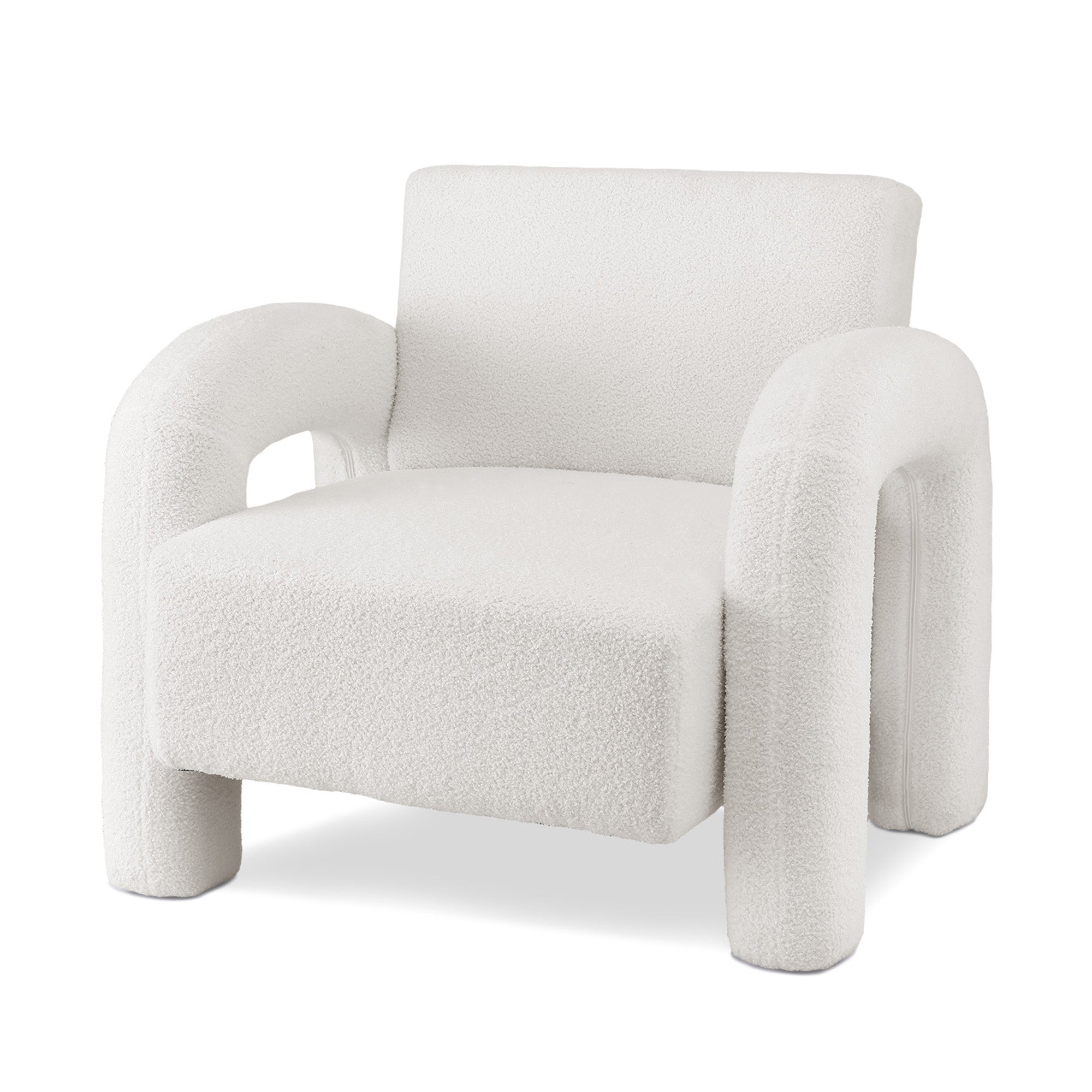 Arm Chairs & Recliners: Artiss Armchair Accent Chair Lounge Sofa Couch Curved Seat Boucle White