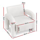 Artiss Armchair Accent Chair Lounge Sofa Couch Curved Seat Boucle White
