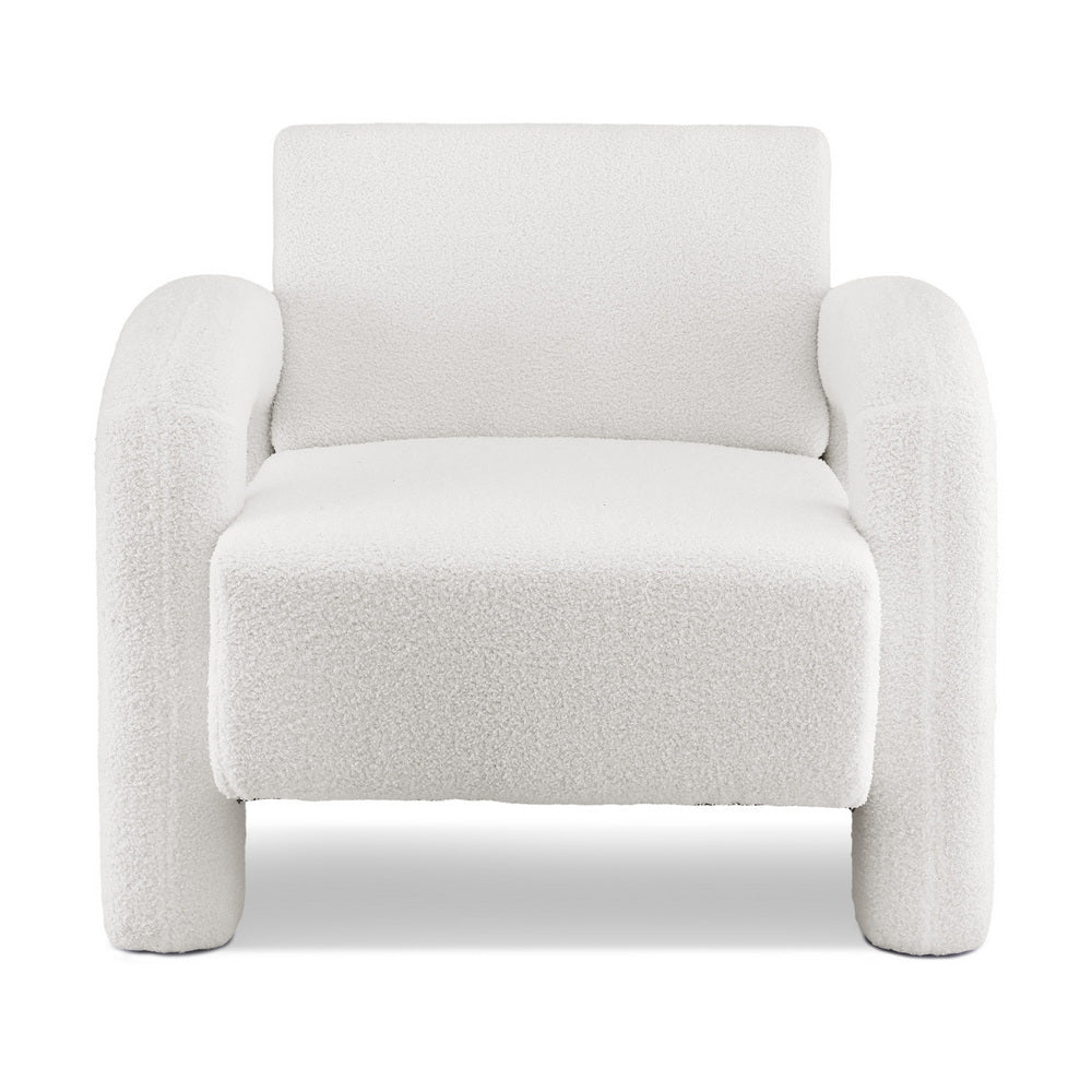 Arm Chairs & Recliners: Artiss Armchair Accent Chair Lounge Sofa Couch Curved Seat Boucle White