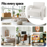 Artiss Armchair Accent Chair Lounge Sofa Couch Curved Seat Boucle White
