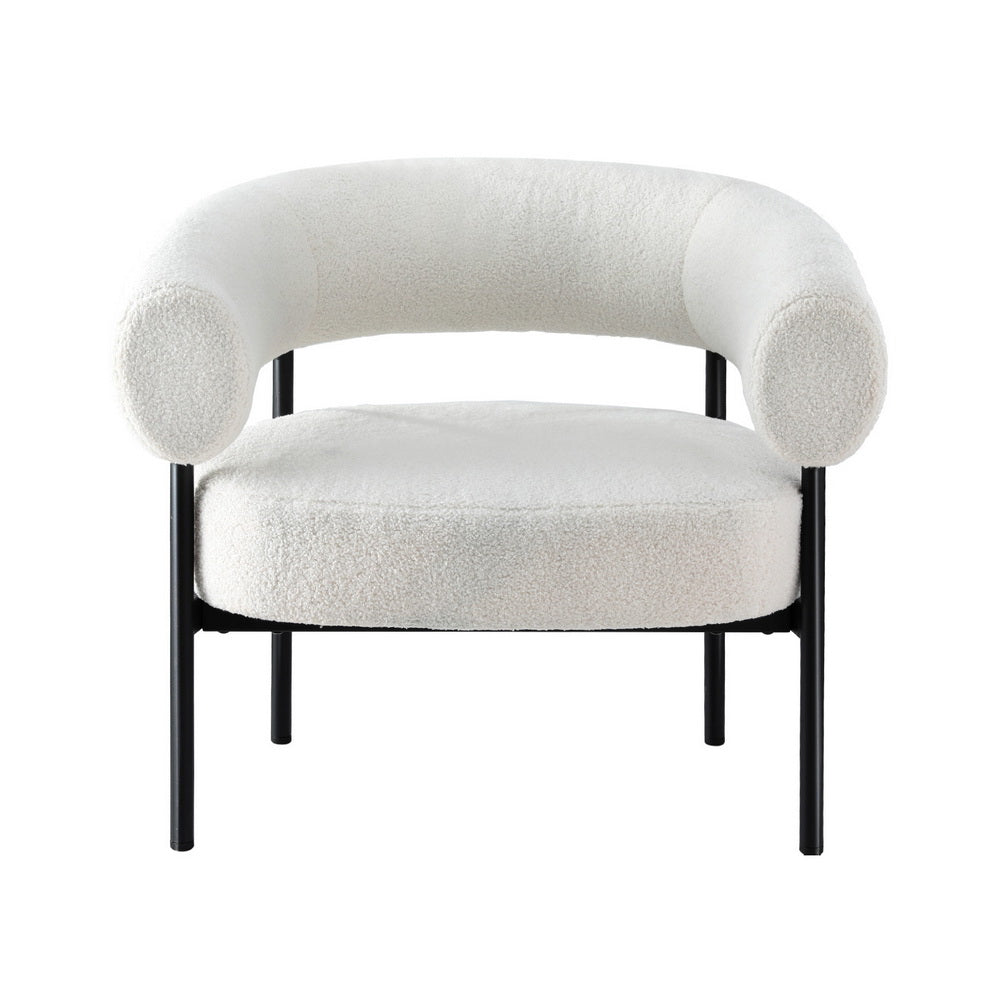 Arm Chairs & Recliners: Artiss Armchair Accent Chair Curved Boucle White