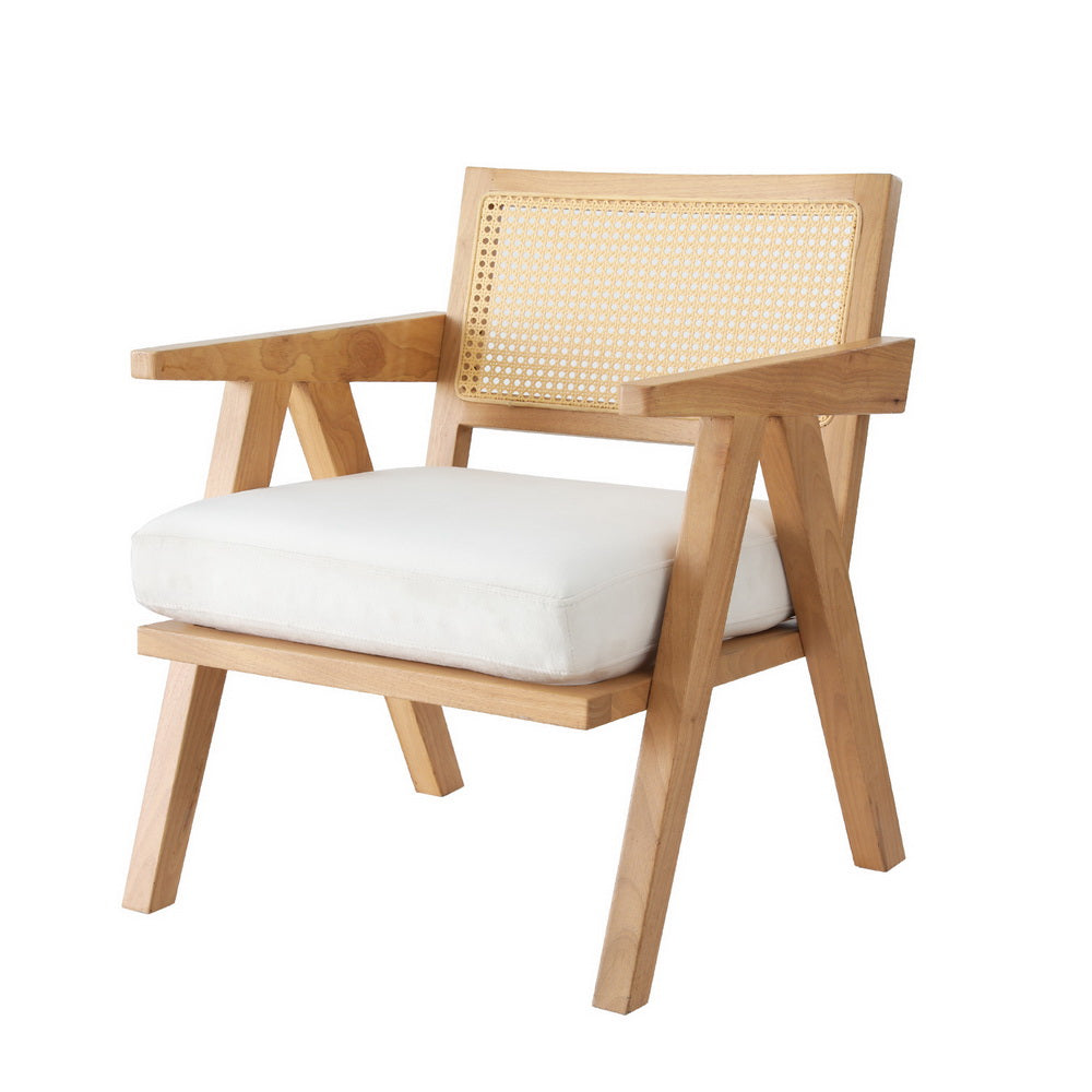 Arm Chairs & Recliners: Artiss Armchair Accent Chair Lounge Rattan Velvet Pine