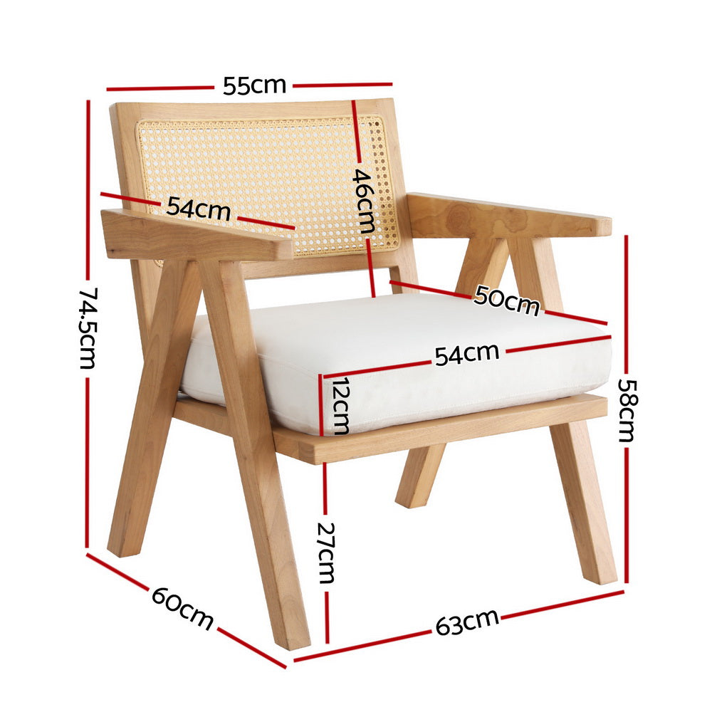 Arm Chairs & Recliners: Artiss Armchair Accent Chair Lounge Rattan Velvet Pine