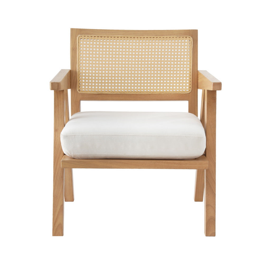 Arm Chairs & Recliners: Artiss Armchair Accent Chair Lounge Rattan Velvet Pine
