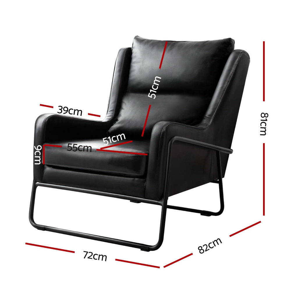 Arm Chairs & Recliners: Artiss Armchair Accent Chair PU Leather Wingback Black