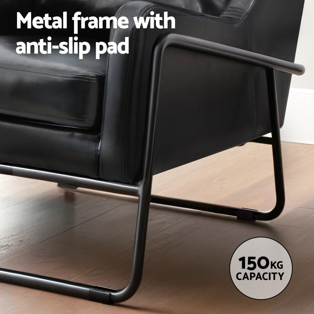 Arm Chairs & Recliners: Artiss Armchair Accent Chair PU Leather Wingback Black