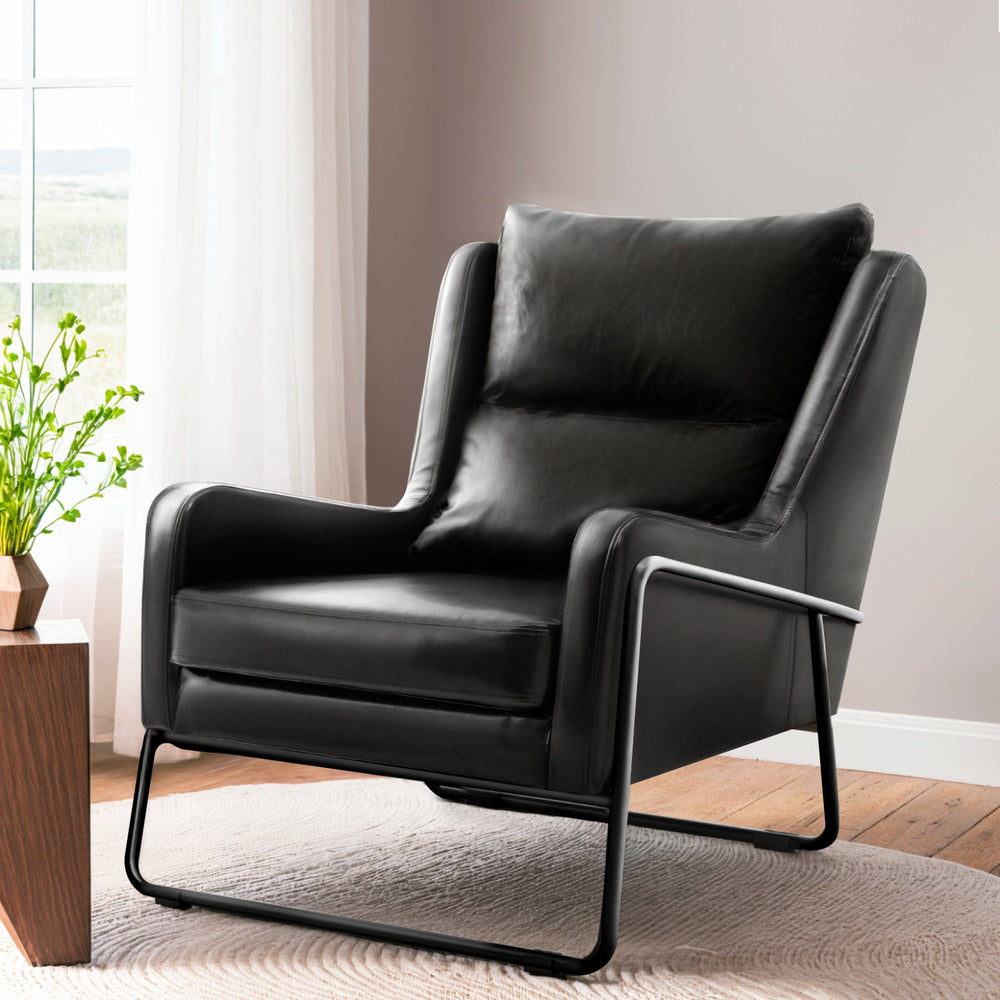 Arm Chairs & Recliners: Artiss Armchair Accent Chair PU Leather Wingback Black