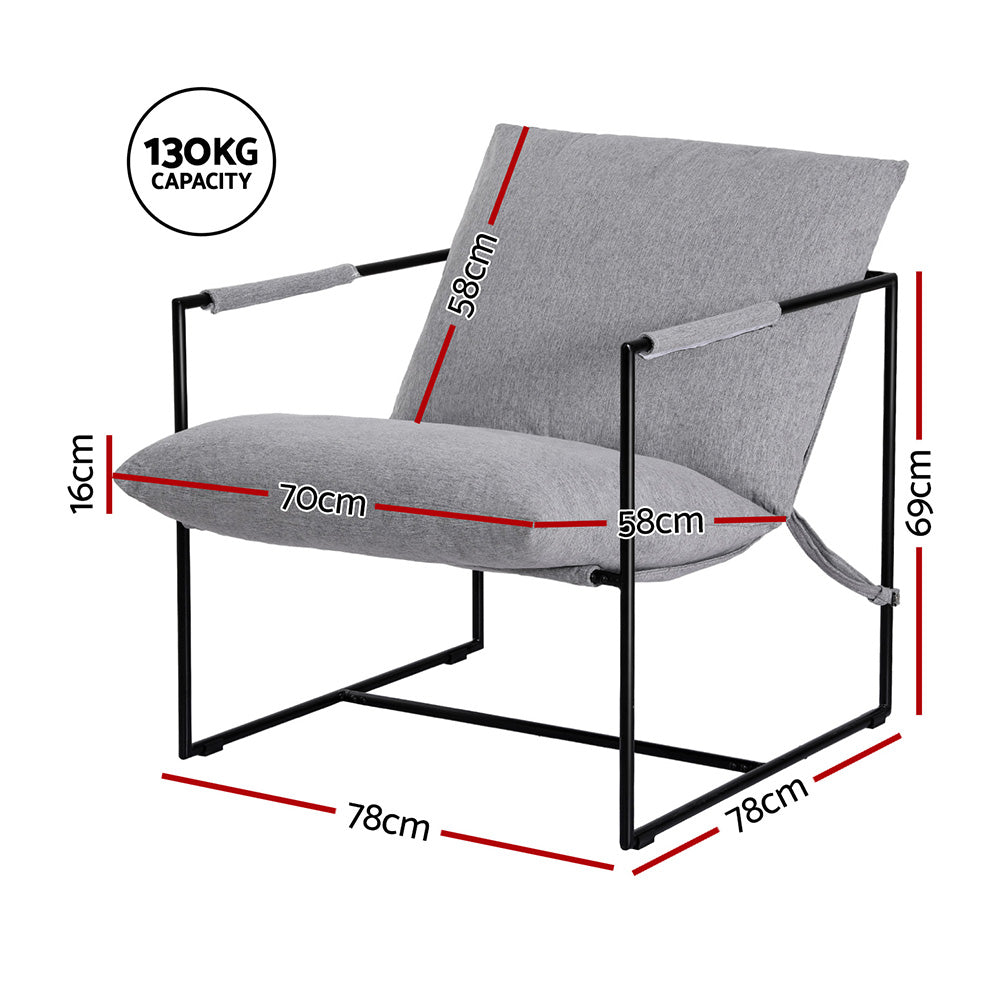 Arm Chairs & Recliners: Artiss Armchair Lounge Chair Sling Grey