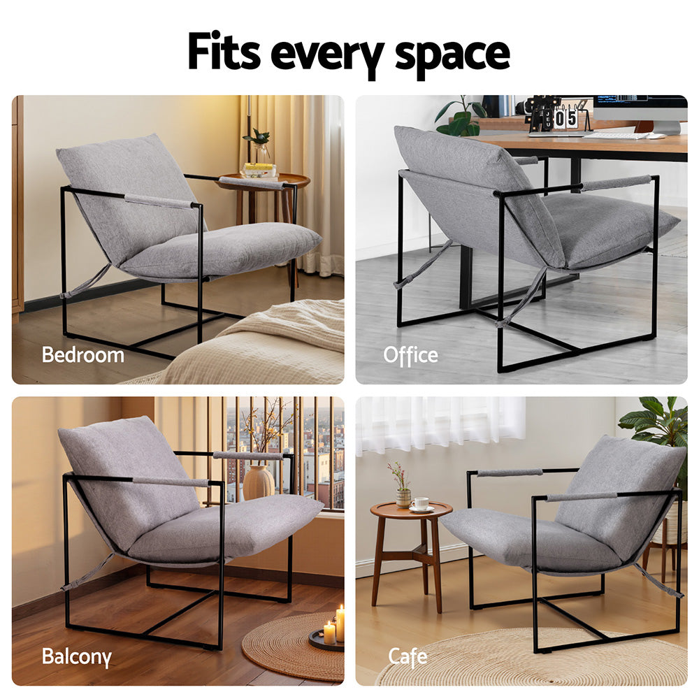 Arm Chairs & Recliners: Artiss Armchair Lounge Chair Sling Grey