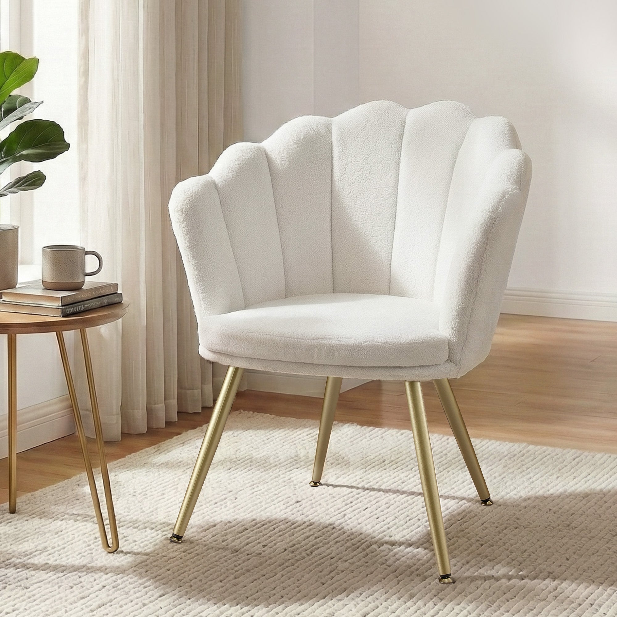 Arm Chairs & Recliners: Artiss Armchair Teddy Fleece White Callista