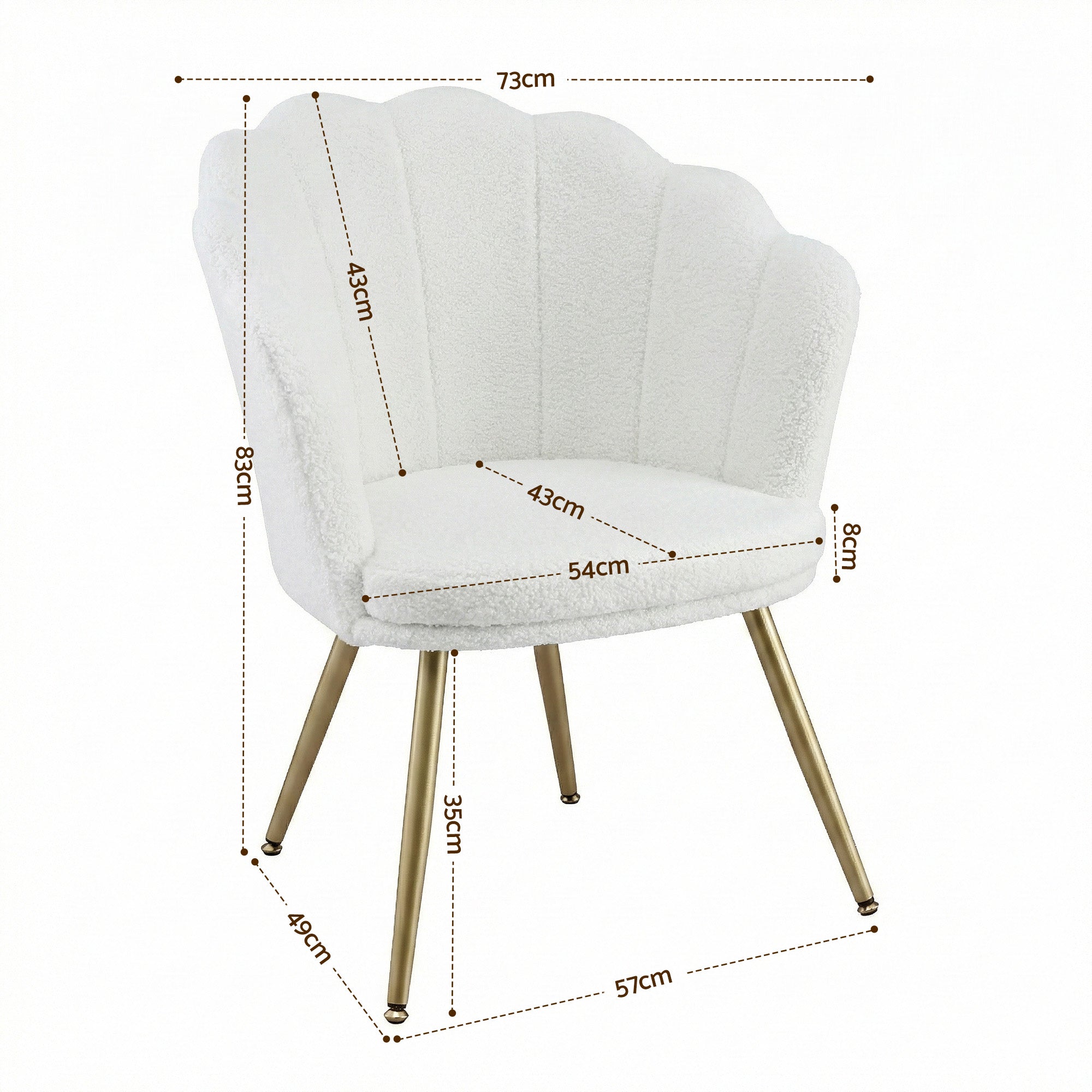 Arm Chairs & Recliners: Artiss Armchair Teddy Fleece White Callista