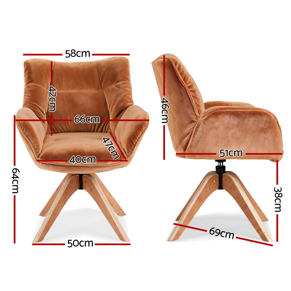 Arm Chairs & Recliners: Artiss Swivel Chair Armchair Nursing Velvet Brown