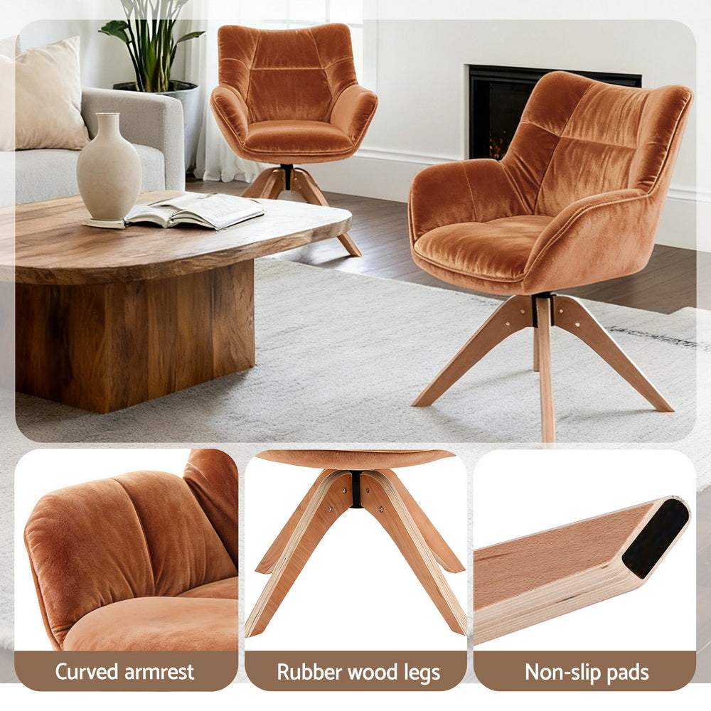 Arm Chairs & Recliners: Artiss Swivel Chair Armchair Nursing Velvet Brown