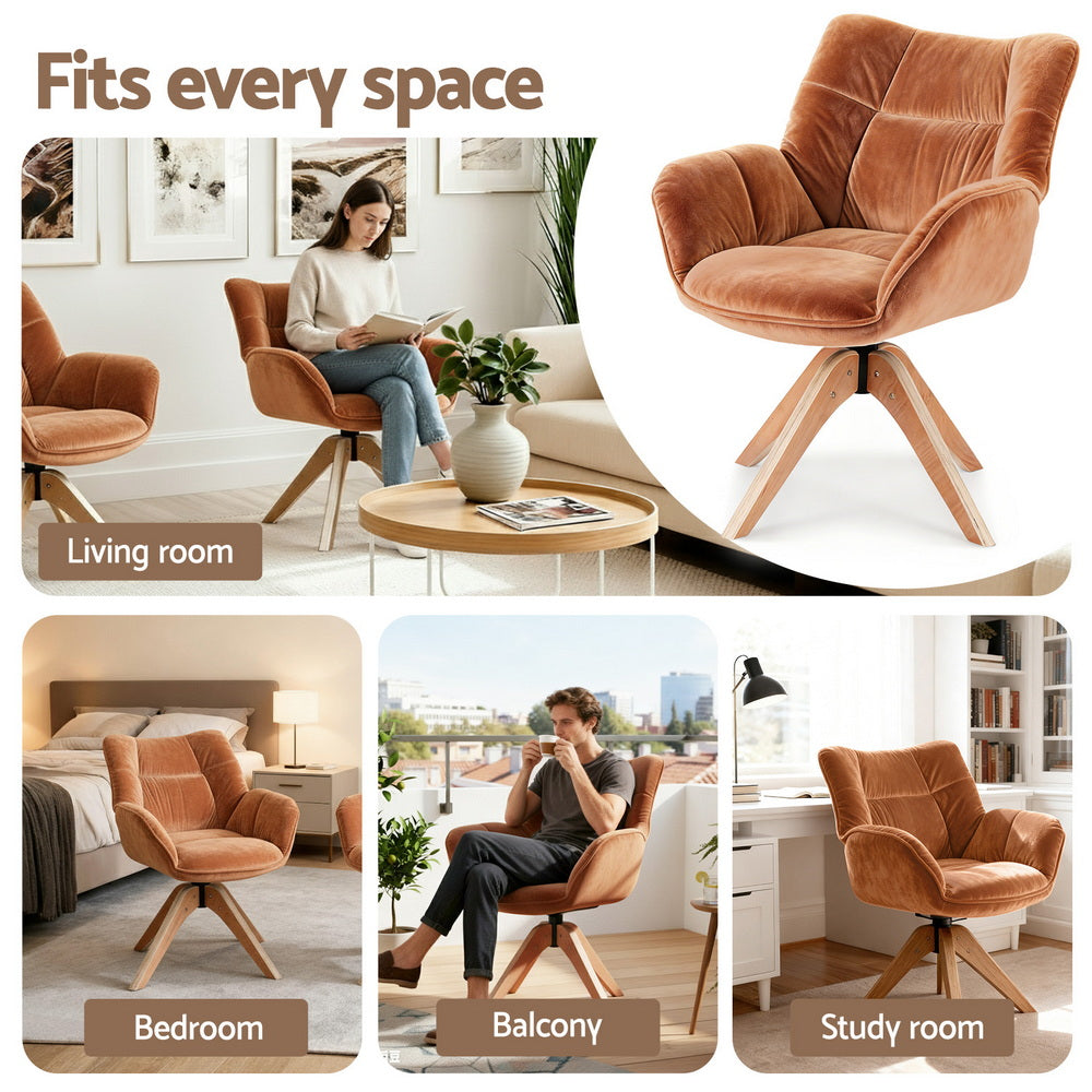 Arm Chairs & Recliners: Artiss Swivel Chair Armchair Nursing Velvet Brown