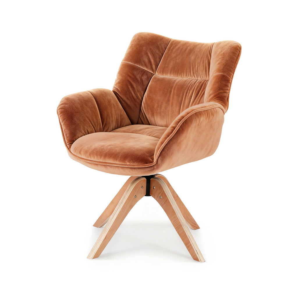 Arm Chairs & Recliners: Artiss Swivel Chair Armchair Nursing Velvet Brown