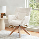 Arm Chairs & Recliners: Artiss Swivel Chair Armchair Nursing Velvet White