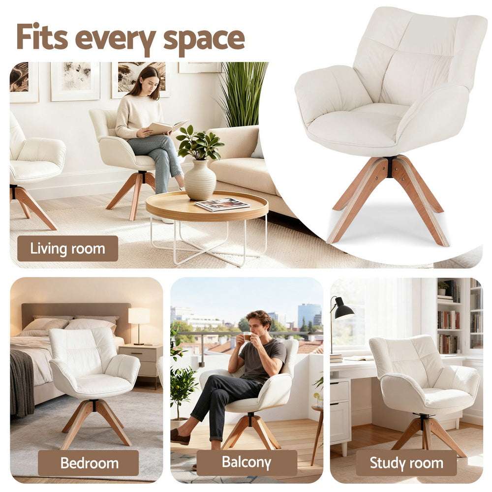 Arm Chairs & Recliners: Artiss Swivel Chair Armchair Nursing Velvet White