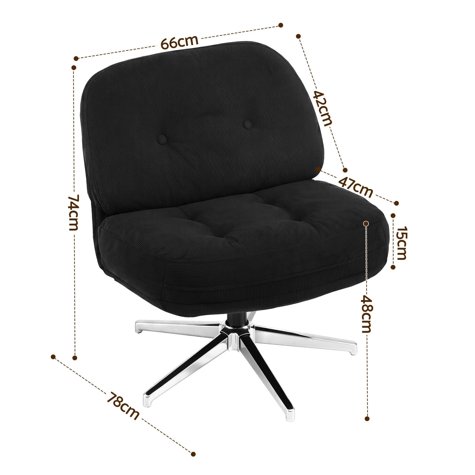 Artiss Swivel Chair Nursing Armchair Lounge Corduroy Steel Star Base Black