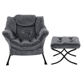 Arm Chairs & Recliners: Artiss Armchair Accent Chair Ottoman Lounge Footrest Velvet Grey