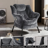 Arm Chairs & Recliners: Artiss Armchair Accent Chair Ottoman Lounge Footrest Velvet Grey