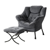 Arm Chairs & Recliners: Artiss Armchair Accent Chair Ottoman Lounge Footrest Velvet Grey
