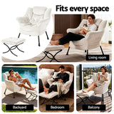 Arm Chairs & Recliners: Artiss Armchair Accent Chair Ottoman Lounge Footrest Velvet White
