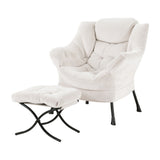 Arm Chairs & Recliners: Artiss Armchair Accent Chair Ottoman Lounge Footrest Velvet White