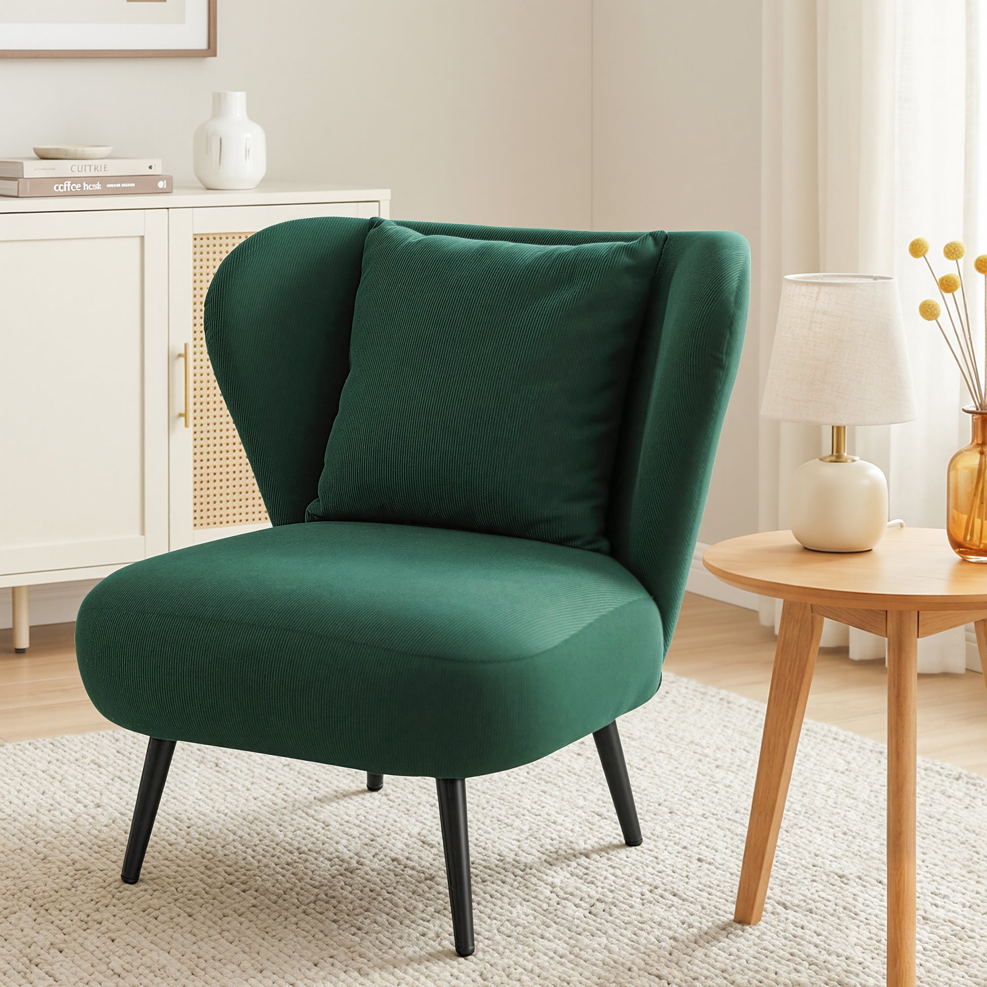 Arm Chairs & Recliners: Artiss Armchair Accent Chair Lounge Tub Sofa Couch Corduroy Velvet Green