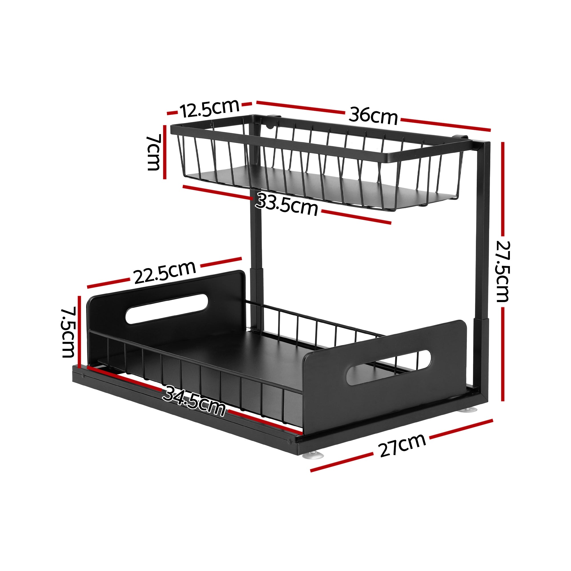 Bathroom Cabinets, Cupboards & Storage: Artiss Under Sink Organizer Storage L Shape 1 Pull Out Drawers Kitchen Cabinet Shelf