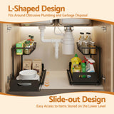 Bathroom Cabinets, Cupboards & Storage: Artiss Under Sink Organizer Storage L Shape 1 Pull Out Drawers Kitchen Cabinet Shelf