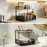 Bathroom Cabinets, Cupboards & Storage: Artiss Under Sink Organizer Storage L Shape 1 Pull Out Drawers Kitchen Cabinet Shelf
