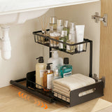 Bathroom Cabinets, Cupboards & Storage: Artiss Under Sink Organizer Storage L Shape 1 Pull Out Drawers Kitchen Cabinet Shelf
