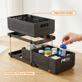 Bathroom Cabinets, Cupboards & Storage: Artiss Under Sink Organizer 2 Tier Pull Out Drawer with Removable Baskets & Divider