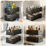 Bathroom Cabinets, Cupboards & Storage: Artiss Under Sink Organizer 2 Tier Pull Out Drawer with Removable Baskets & Divider