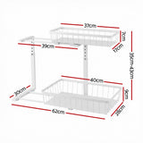 Kitchen & Dining Trolleys: Artiss Under Sink Organizer Storage with 2 Slide Out Drawers 5 Adjustable Height Bathroom Kitchen Cabinet