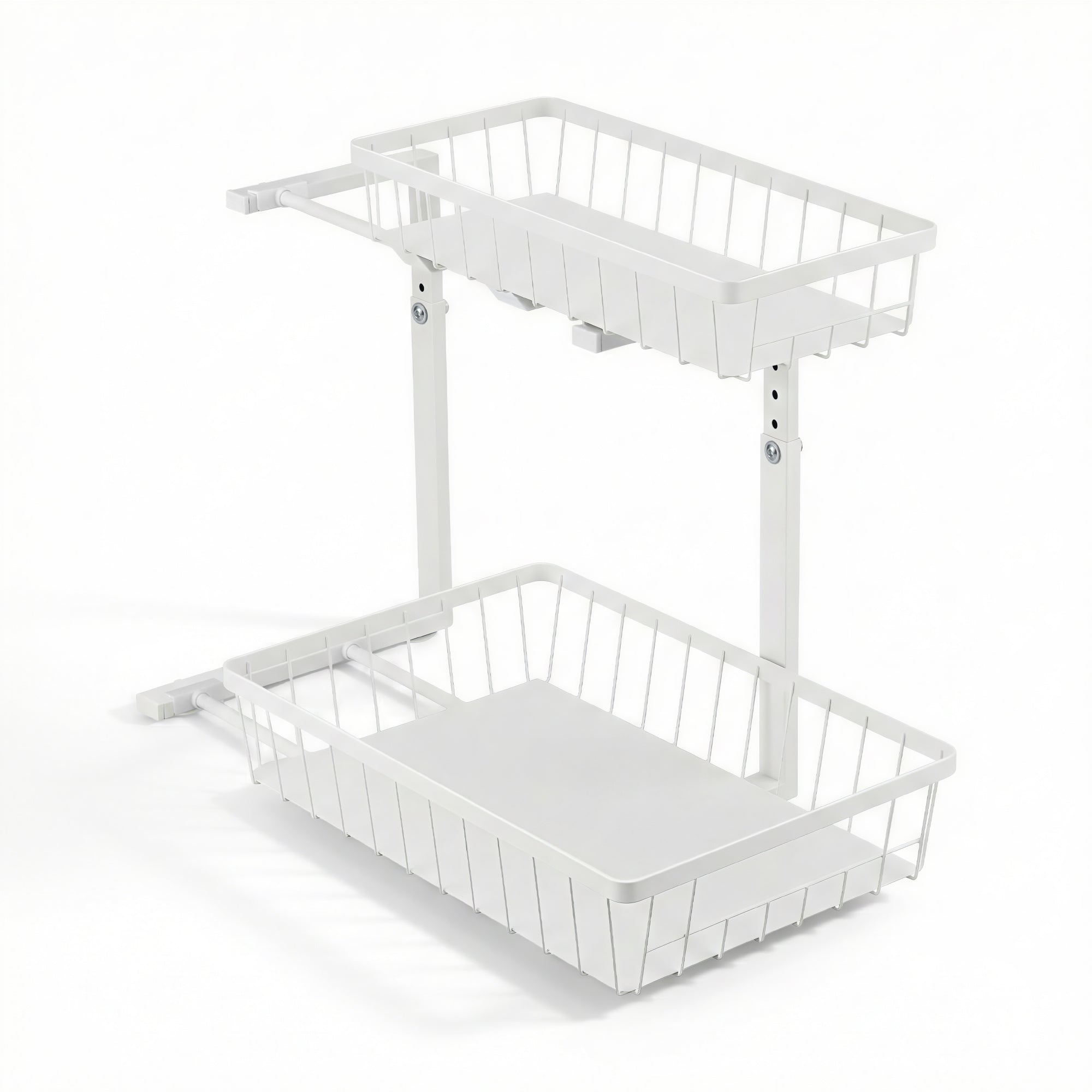 Kitchen & Dining Trolleys: Artiss Under Sink Organizer Storage with 2 Slide Out Drawers 5 Adjustable Height Bathroom Kitchen Cabinet