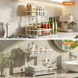 Kitchen & Dining Trolleys: Artiss Under Sink Organizer Storage with 2 Slide Out Drawers 5 Adjustable Height Bathroom Kitchen Cabinet