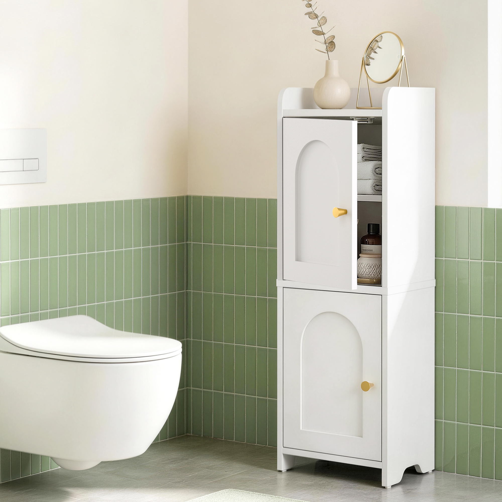 Artiss Bathroom Storage Cabinet 2-Tier Slim Toilet Organizer Adjustable White
