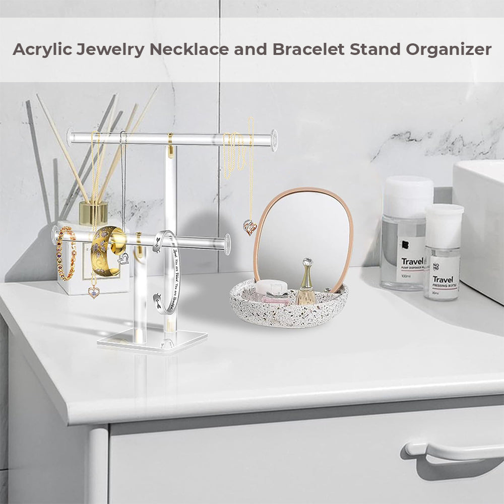 Makeup Organisation & Storage: Fashyni Acrylic Jewelry Necklace and Bracelet Stand Organizer