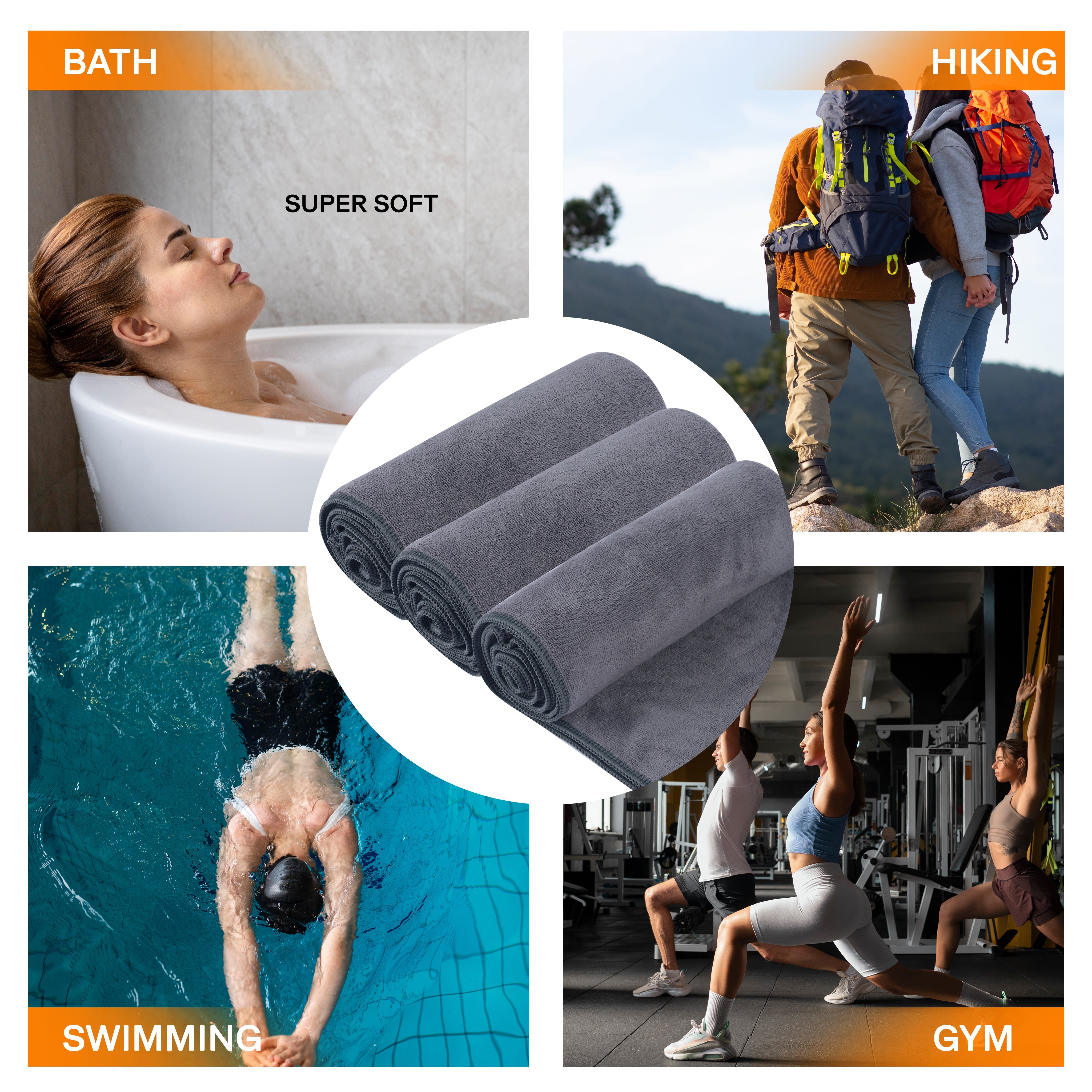 Gym Equipment & Accessories: Gymeek Microfiber Gym Towel Set of 3