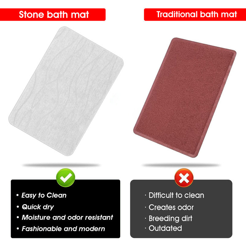 Bath Mats & Rugs: Hivvago Diatomaceous Earth Stone Bath Mat Fast Drying Non Slip Bathroom Mat
