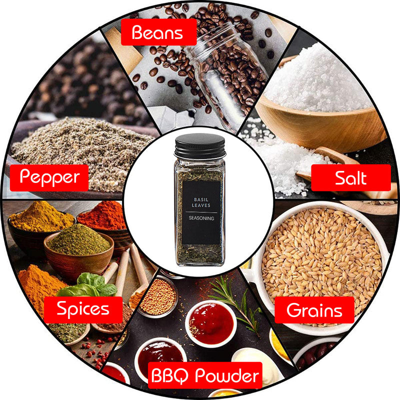 Salt & Pepper Shakers: Hivvago 24-Pack 120ml Glass Spice Jars  Airtight Storage with Lids & Labels